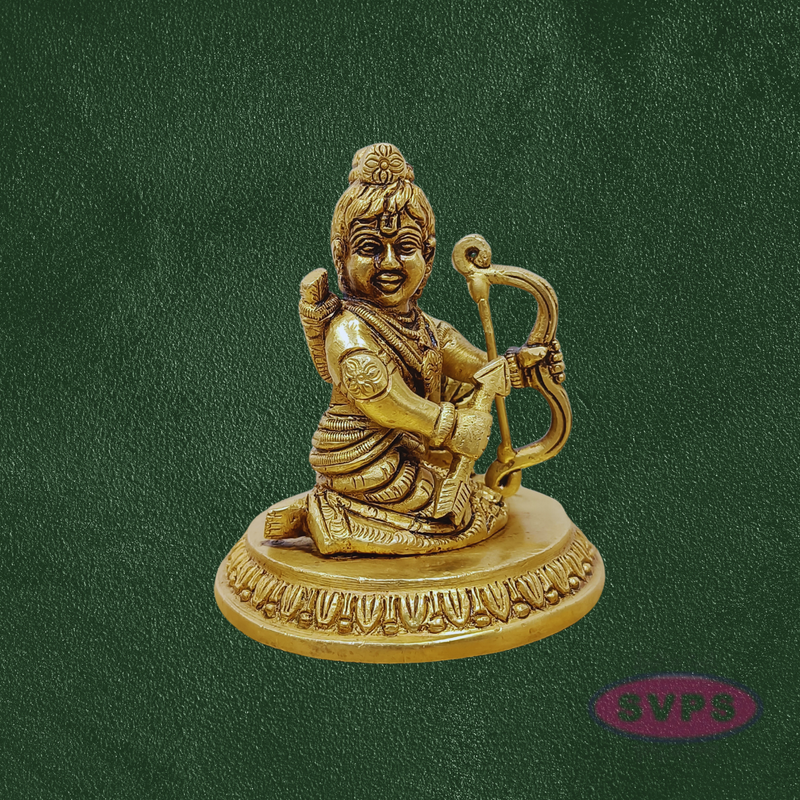 Handcrafted Brass Bala Rama Idol with Bow (Dhanush) – Child Lord Rama Vigraham for Home Pooja & Spiritual Decor