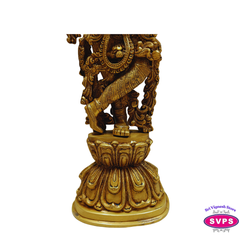 Sri Krishna Brass Murti with Flute – Decorative Pooja Idol