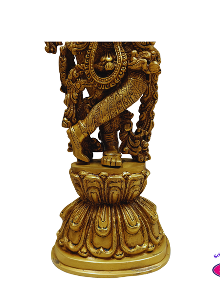 Sri Krishna Brass Murti with Flute – Decorative Pooja Idol