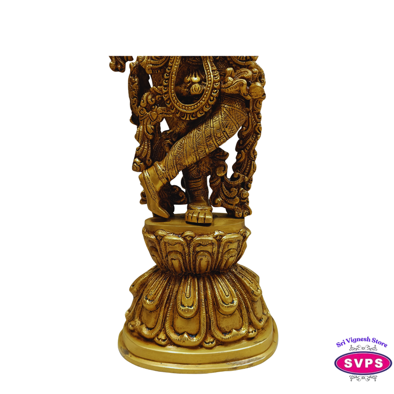 Sri Krishna Brass Murti with Flute – Decorative Pooja Idol