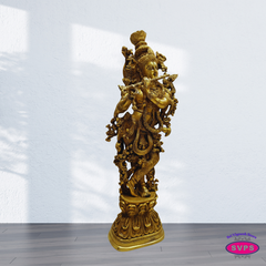 Decorative Brass Krishna Bhagavan Statue 2.5 Feet – Divine Living Room Accent