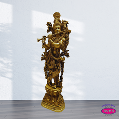 Decorative Brass Krishna Bhagavan Statue 2.5 Feet – Divine Living Room Accent