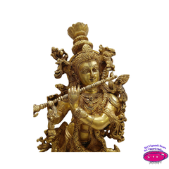 Decorative Brass Krishna Bhagavan Statue 2.5 Feet – Divine Living Room Accent