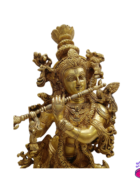 Decorative Brass Krishna Bhagavan Statue 2.5 Feet – Divine Living Room Accent