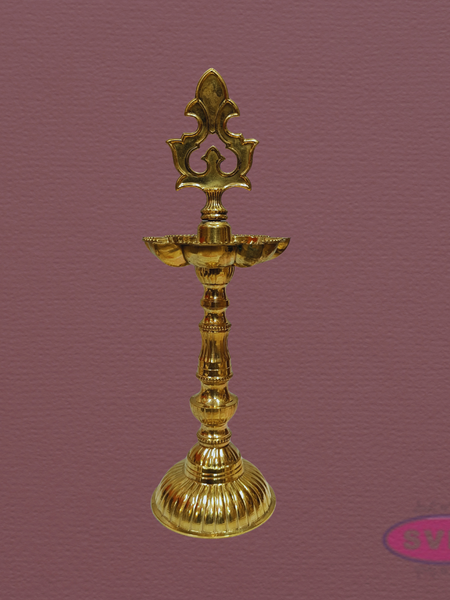 Handcrafted Brass Oil Lamp (Kuthu Vilakku) – Height 12 Inch