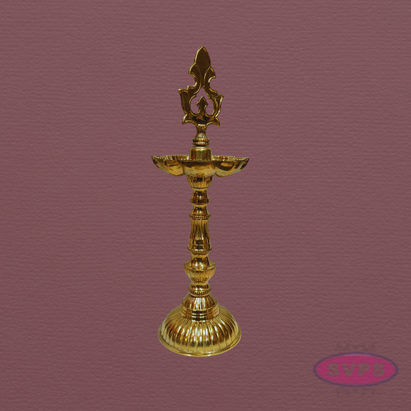 Handcrafted Brass Oil Lamp (Kuthu Vilakku) – Height 12 Inch