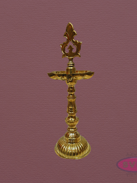 Handcrafted Brass Oil Lamp (Kuthu Vilakku) – Height 12 Inch