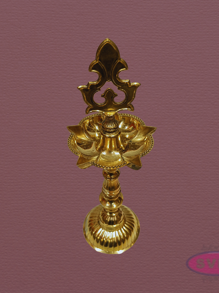 Handcrafted Brass Oil Lamp (Kuthu Vilakku) – Height 12 Inch