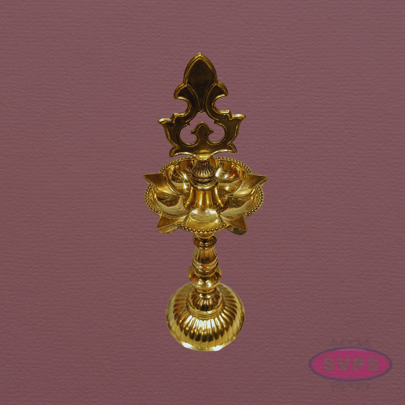 Handcrafted Brass Oil Lamp (Kuthu Vilakku) – Height 12 Inch
