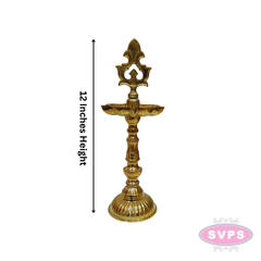 Handcrafted Brass Oil Lamp (Kuthu Vilakku) – Height 12 Inch