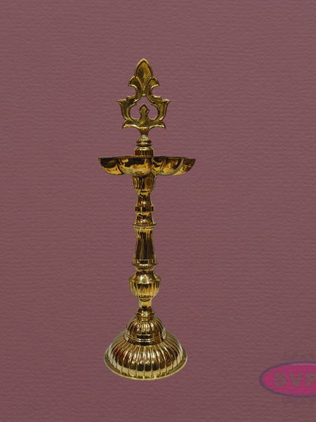 Handcrafted Brass Standing Oil Lamp – Kuthu Vilakku, 13 Inches