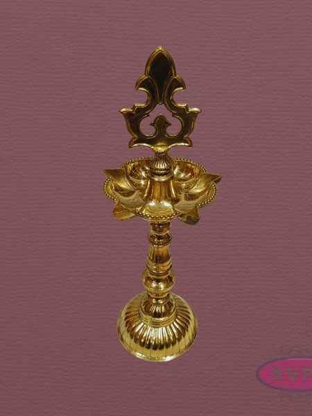 Handcrafted Brass Standing Oil Lamp – Kuthu Vilakku, 13 Inches