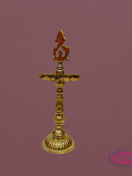 Handcrafted Brass Standing Oil Lamp – Kuthu Vilakku, 13 Inches