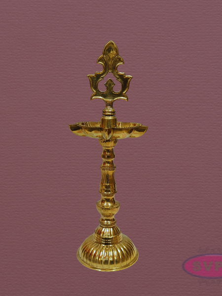 Handcrafted Brass Standing Oil Lamp – Kuthu Vilakku, 13 Inches