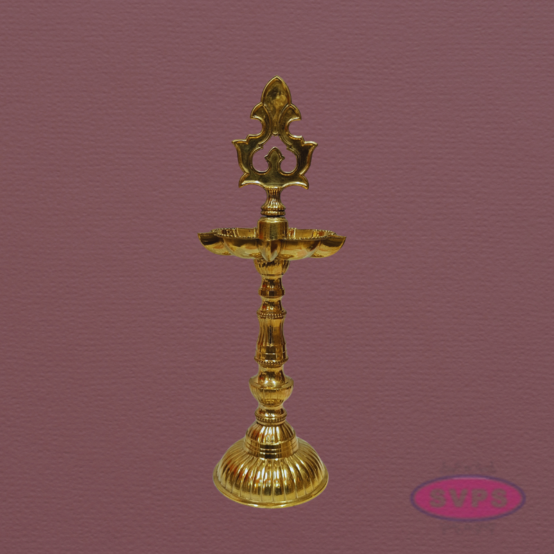 Handcrafted Brass Standing Oil Lamp – Kuthu Vilakku, 13 Inches