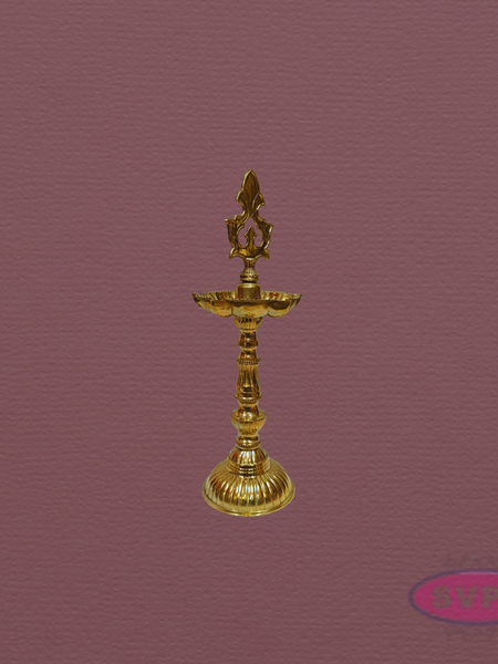 Handcrafted Brass Standing Oil Lamp – Kuthu Vilakku, 13 Inches
