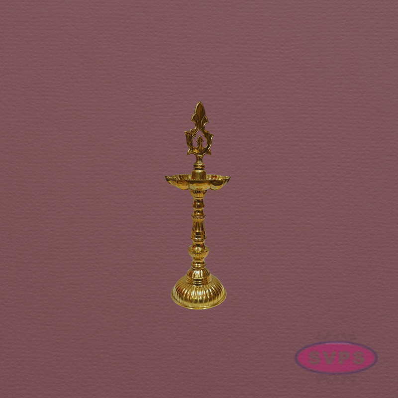 Handcrafted Brass Standing Oil Lamp – Kuthu Vilakku, 13 Inches