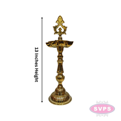 Handcrafted Brass Standing Oil Lamp – Kuthu Vilakku, 13 Inches