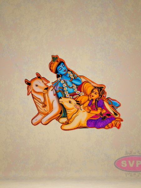 Krishna And Radha With Cow & Calf Fridge Magnet