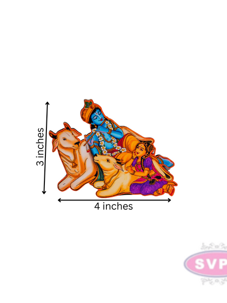 Krishna And Radha With Cow & Calf Fridge Magnet