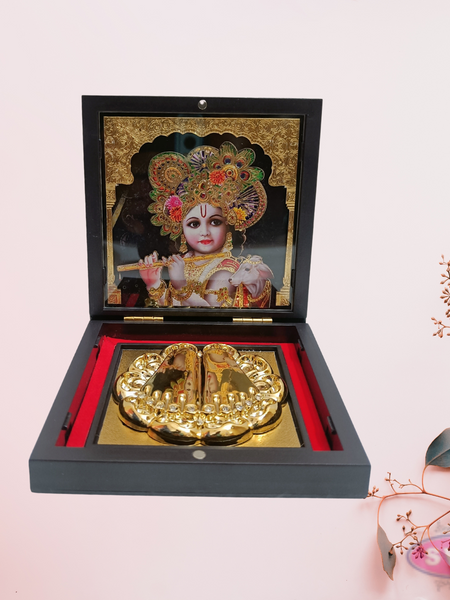 Gold Plated Sri Krishna Padam Box
