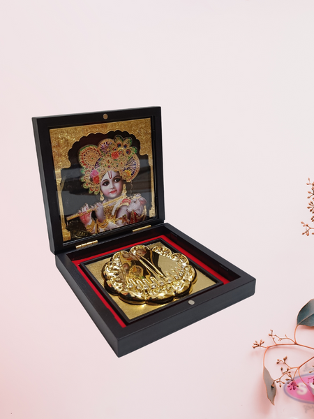 Gold Plated Sri Krishna Padam Box