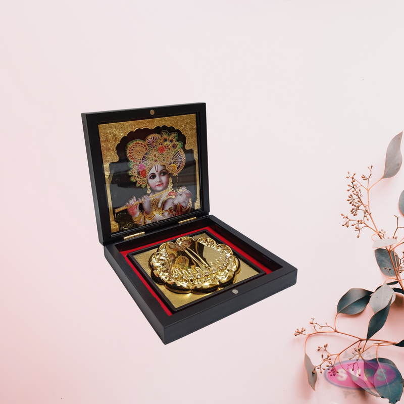 Gold Plated Sri Krishna Padam Box
