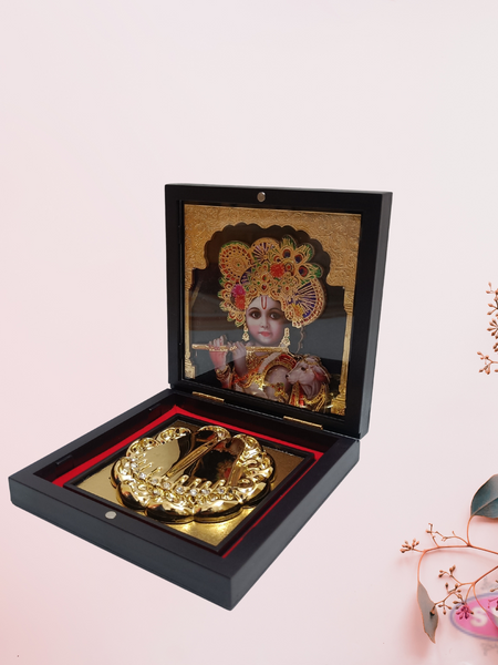 Gold Plated Sri Krishna Padam Box
