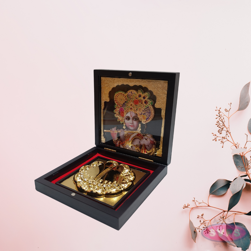 Gold Plated Sri Krishna Padam Box