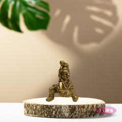 Antique Finish Brass Baby Krishna Murti – Laddu Gopal Home Decor