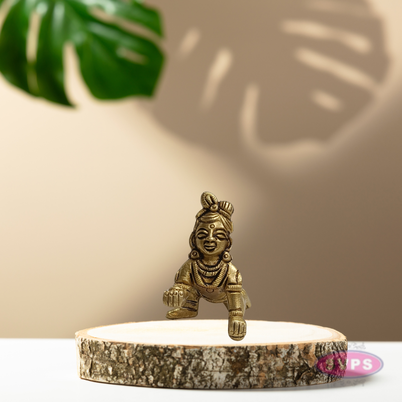Antique Finish Brass Baby Krishna Murti – Laddu Gopal Home Decor