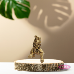 Antique Finish Brass Baby Krishna Murti – Laddu Gopal Home Decor