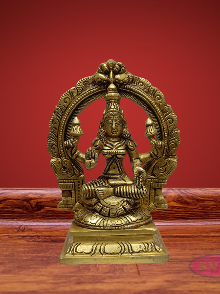 Brass Mahalakshmi Idol with Lotus for Pooja Room & Home Decor