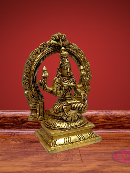 Brass Mahalakshmi Idol with Lotus for Pooja Room & Home Decor