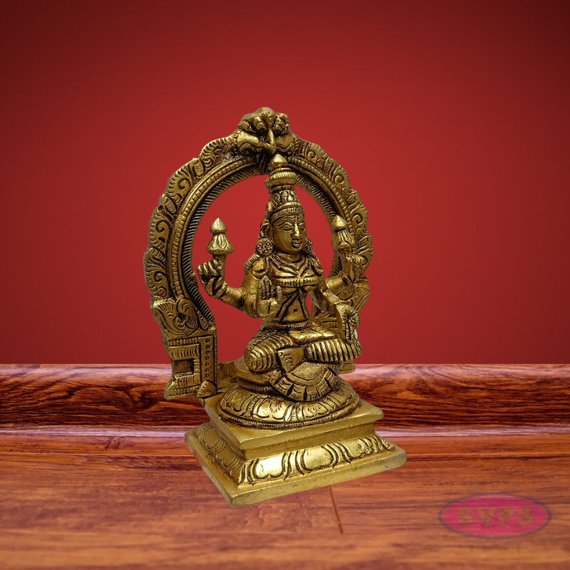 Brass Mahalakshmi Idol with Lotus for Pooja Room & Home Decor