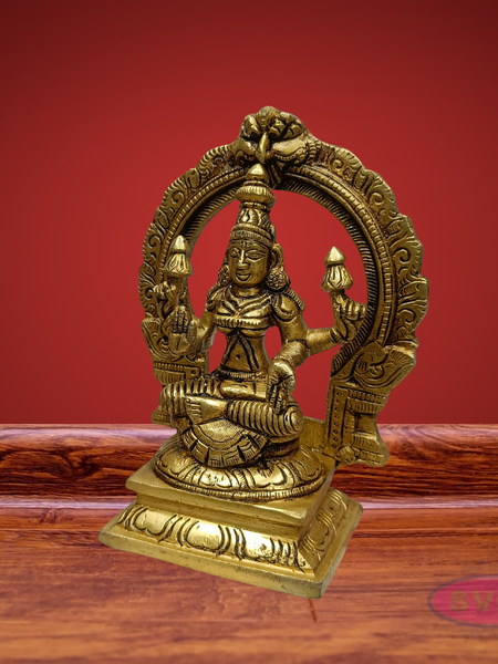 Brass Mahalakshmi Idol with Lotus for Pooja Room & Home Decor