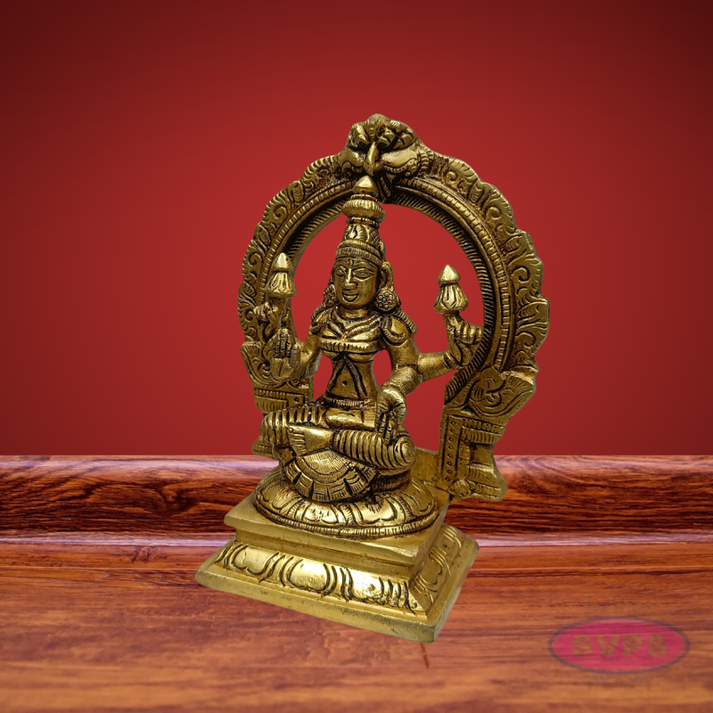 Brass Mahalakshmi Idol with Lotus for Pooja Room & Home Decor