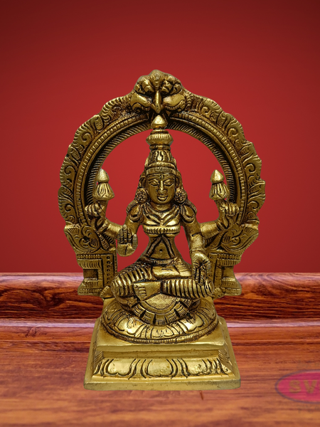 Brass Mahalakshmi Idol with Lotus for Pooja Room & Home Decor