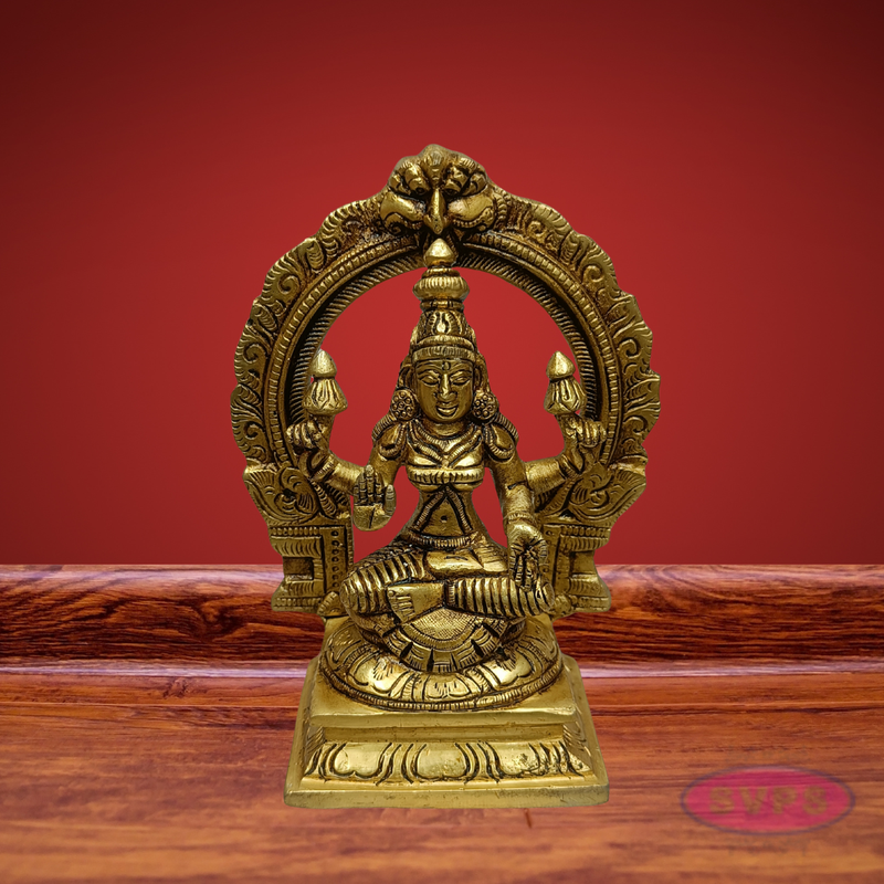 Brass Mahalakshmi Idol with Lotus for Pooja Room & Home Decor