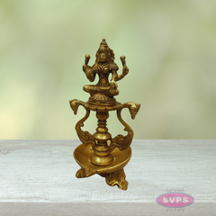 Goddess Lakshmi Brass Deepam with Decorative Base