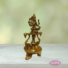 Goddess Lakshmi Brass Deepam with Decorative Base