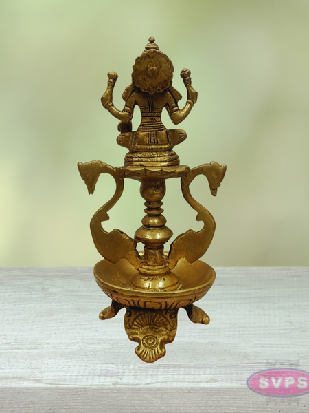 Goddess Lakshmi Brass Deepam with Decorative Base
