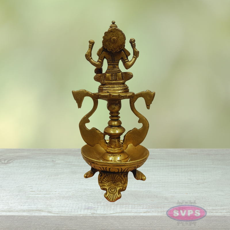 Goddess Lakshmi Brass Deepam with Decorative Base