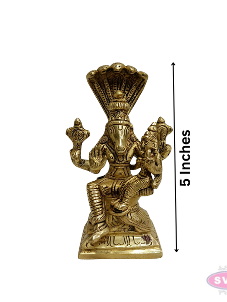 Brass Lakshmi Hayagriva Idol – 5 Inch Divine Wisdom & Prosperity Statue