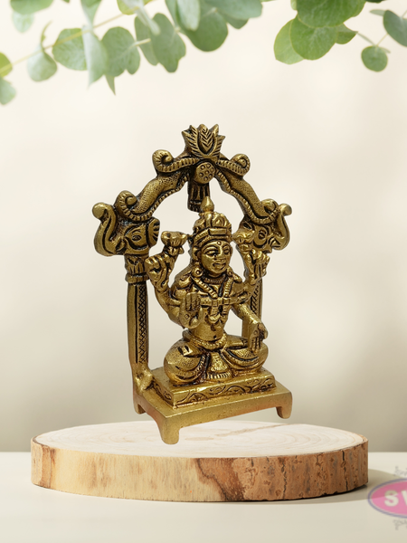 Brass Lakshmi Devi Idol with Prabhavali Arch