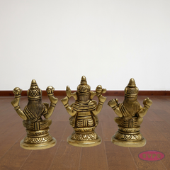 Handcrafted Brass Lakshmi Ganesh Saraswati Statue Set
