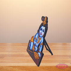 Wooden Sri Laddu Krishna Table Stand / Wall Hanging Photo Cutout