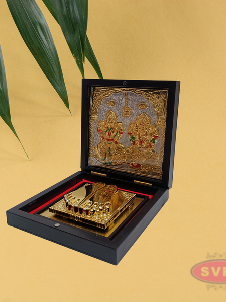 Gold Plated Sri Lakshmi Ganesh Padam Box