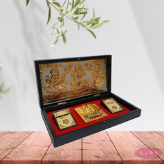 Gold Plated Lakshmi Ganesh Saraswathi Padam Box