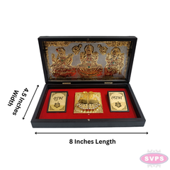 Gold Plated Lakshmi Ganesh Saraswathi Padam Box